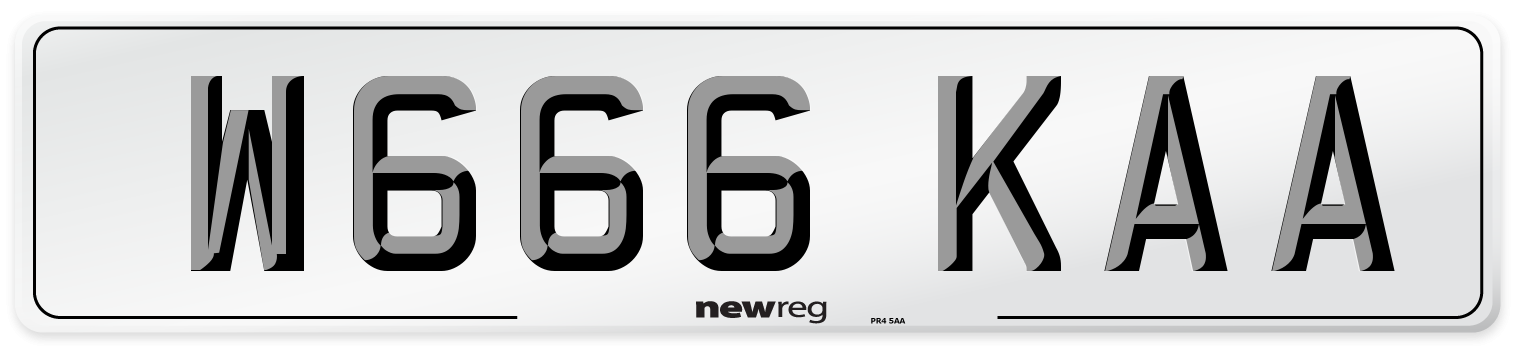W666 KAA Number Plate from New Reg
